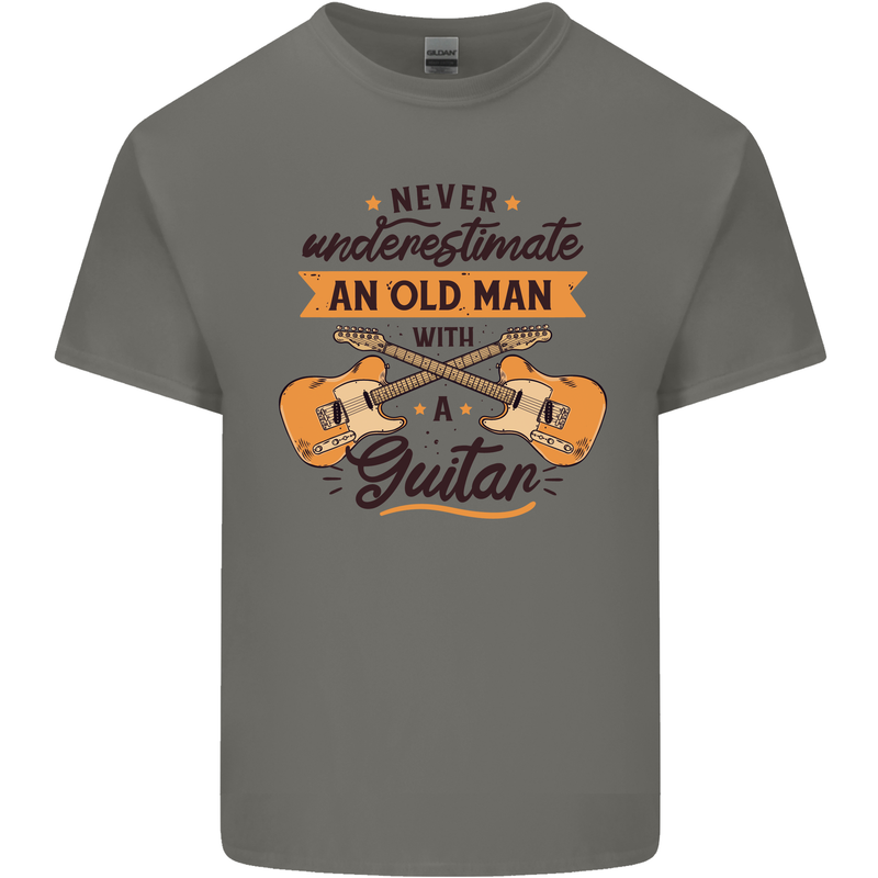 Never Underestimate an Old Man Guitar Kids T-Shirt Childrens Charcoal