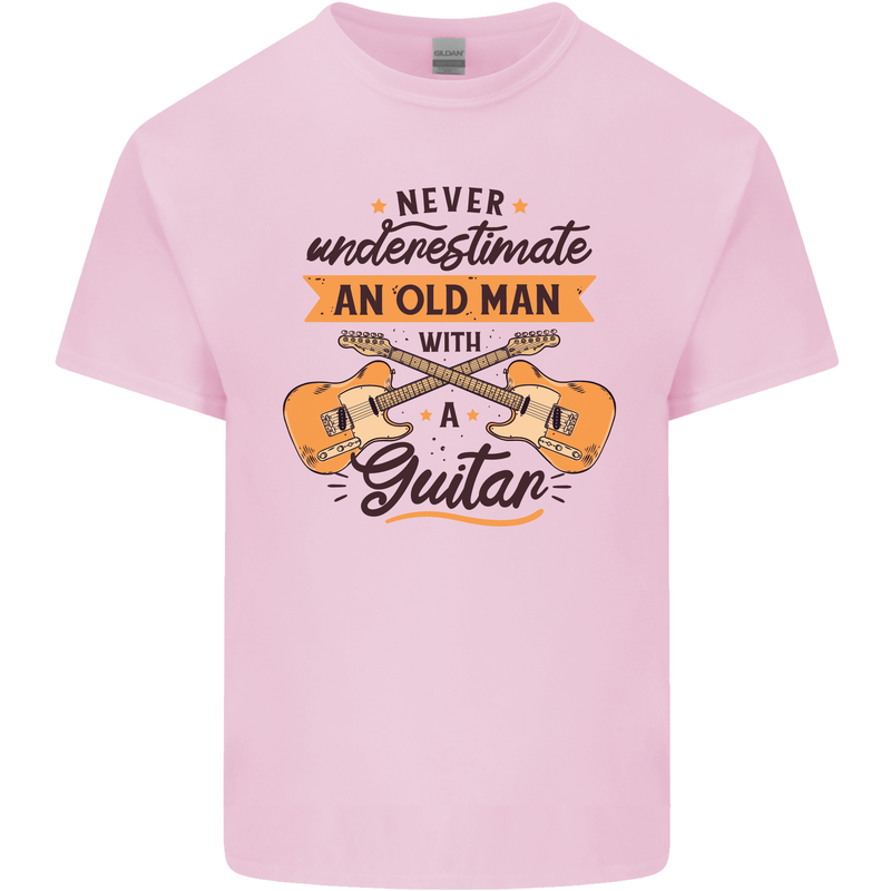 Never Underestimate an Old Man Guitar Kids T-Shirt Childrens Light Pink