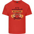 Never Underestimate an Old Man Guitar Kids T-Shirt Childrens Red