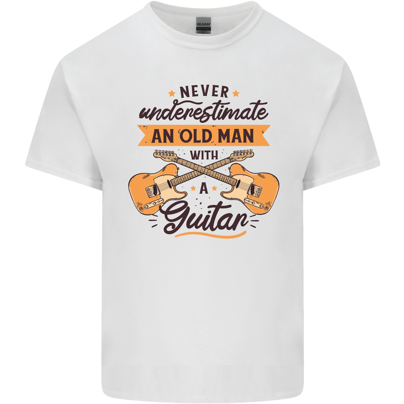 Never Underestimate an Old Man Guitar Kids T-Shirt Childrens White