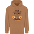 Never Underestimate an Old Man Guitar Mens 80% Cotton Hoodie Caramel Latte