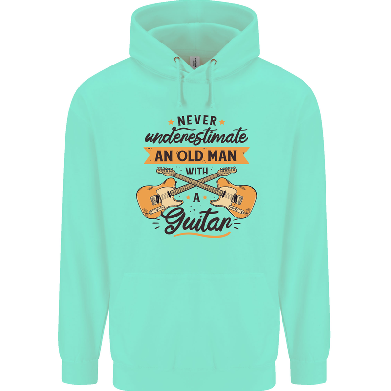 Never Underestimate an Old Man Guitar Mens 80% Cotton Hoodie Peppermint