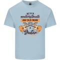 Never Underestimate an Old Man Guitar Mens Cotton T-Shirt Tee Top Light Blue