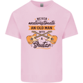 Never Underestimate an Old Man Guitar Mens Cotton T-Shirt Tee Top Light Pink