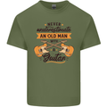 Never Underestimate an Old Man Guitar Mens Cotton T-Shirt Tee Top Military Green