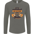 Never Underestimate an Old Man Guitar Mens Long Sleeve T-Shirt Charcoal