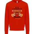 Never Underestimate an Old Man Guitar Mens Sweatshirt Jumper Bright Red