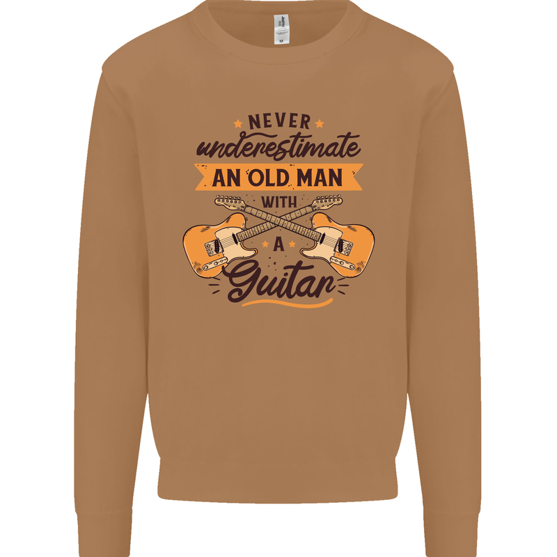 Never Underestimate an Old Man Guitar Mens Sweatshirt Jumper Caramel Latte