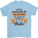 Never Underestimate an Old Man Guitar Mens T-Shirt 100% Cotton Light Blue