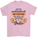 Never Underestimate an Old Man Guitar Mens T-Shirt 100% Cotton Light Pink