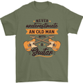 Never Underestimate an Old Man Guitar Mens T-Shirt 100% Cotton Military Green