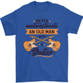Never Underestimate an Old Man Guitar Mens T-Shirt 100% Cotton Royal Blue