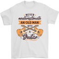 Never Underestimate an Old Man Guitar Mens T-Shirt 100% Cotton White