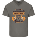 Never Underestimate an Old Man Guitar Mens V-Neck Cotton T-Shirt Charcoal