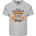 Never Underestimate an Old Man Guitar Mens V-Neck Cotton T-Shirt Sports Grey