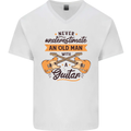 Never Underestimate an Old Man Guitar Mens V-Neck Cotton T-Shirt White