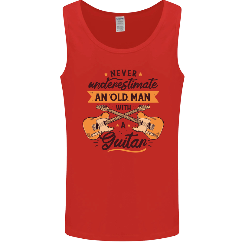 Never Underestimate an Old Man Guitar Mens Vest Tank Top Red