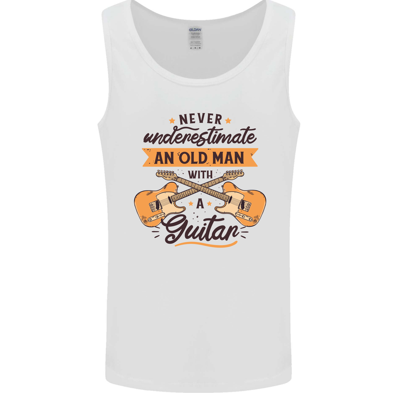 Never Underestimate an Old Man Guitar Mens Vest Tank Top White