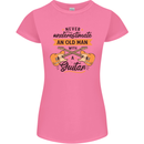Never Underestimate an Old Man Guitar Womens Petite Cut T-Shirt Azalea