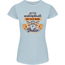 Never Underestimate an Old Man Guitar Womens Petite Cut T-Shirt Light Blue