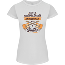 Never Underestimate an Old Man Guitar Womens Petite Cut T-Shirt White