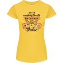 Never Underestimate an Old Man Guitar Womens Petite Cut T-Shirt Yellow