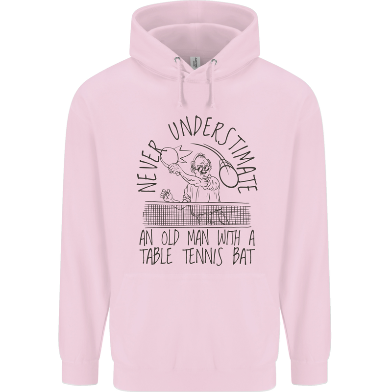 Never Underestimate an Old Man Table Tennis Childrens Kids Hoodie Light Pink
