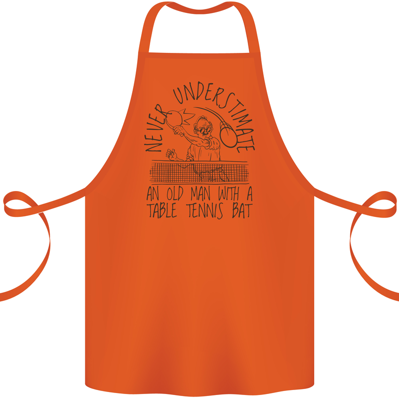 Never Underestimate an Old Man Table Tennis Cotton Apron 100% Organic Orange