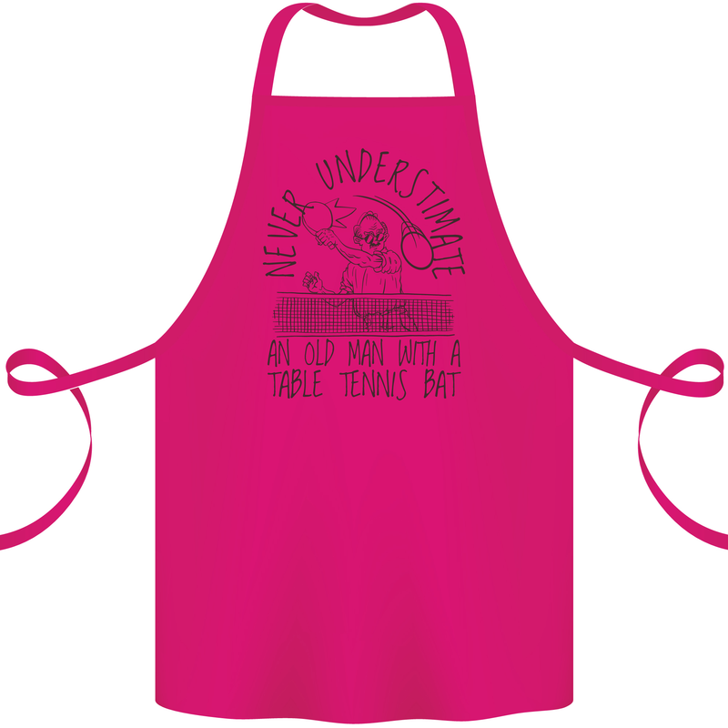 Never Underestimate an Old Man Table Tennis Cotton Apron 100% Organic Pink