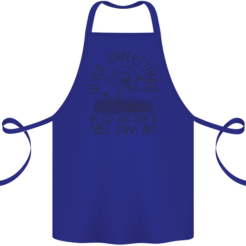 Never Underestimate an Old Man Table Tennis Cotton Apron 100% Organic Royal Blue