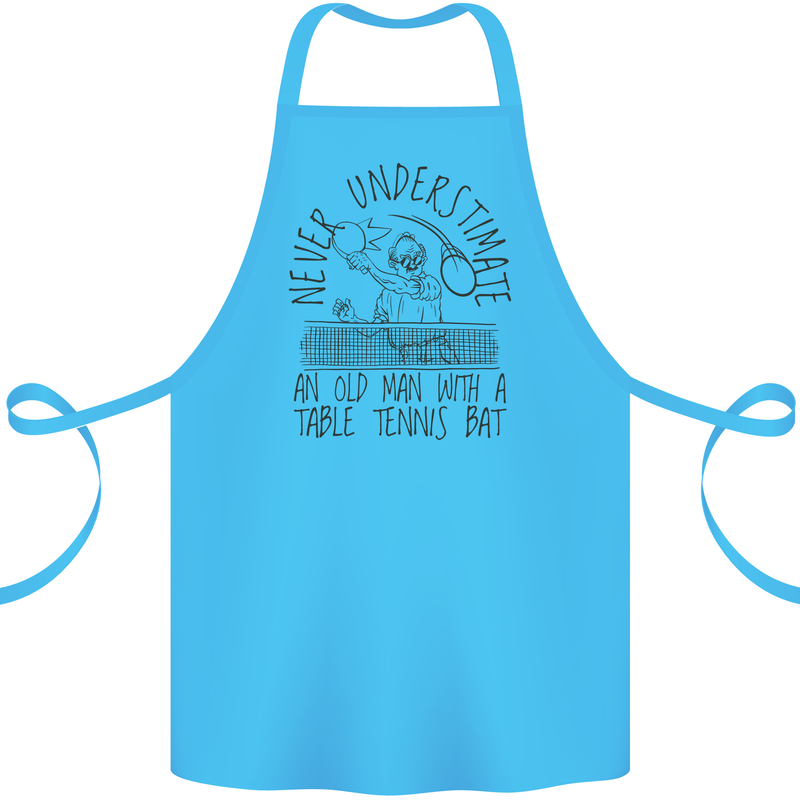 Never Underestimate an Old Man Table Tennis Cotton Apron 100% Organic Turquoise