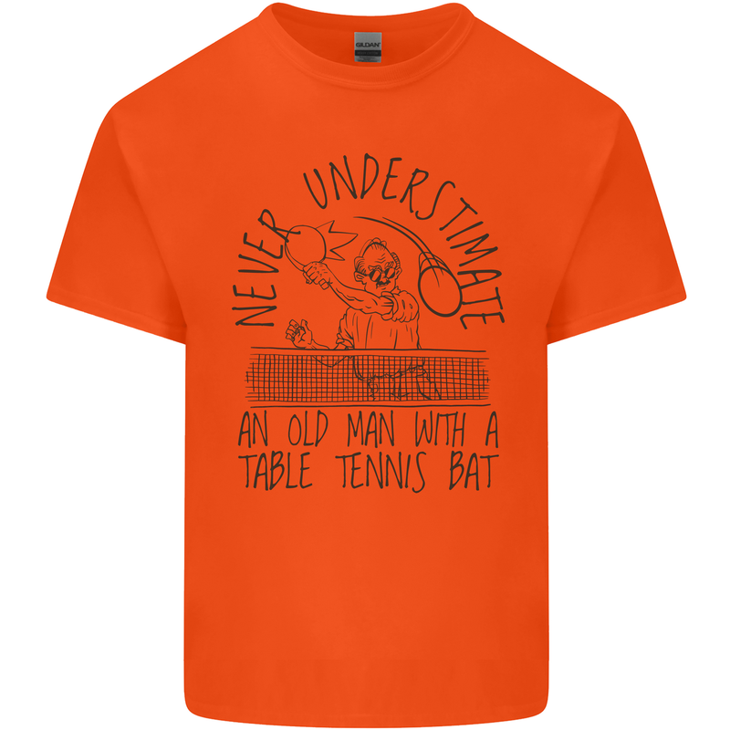 Never Underestimate an Old Man Table Tennis Kids T-Shirt Childrens Orange