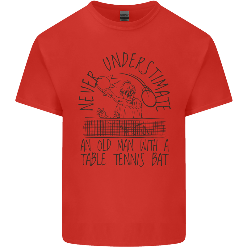 Never Underestimate an Old Man Table Tennis Kids T-Shirt Childrens Red