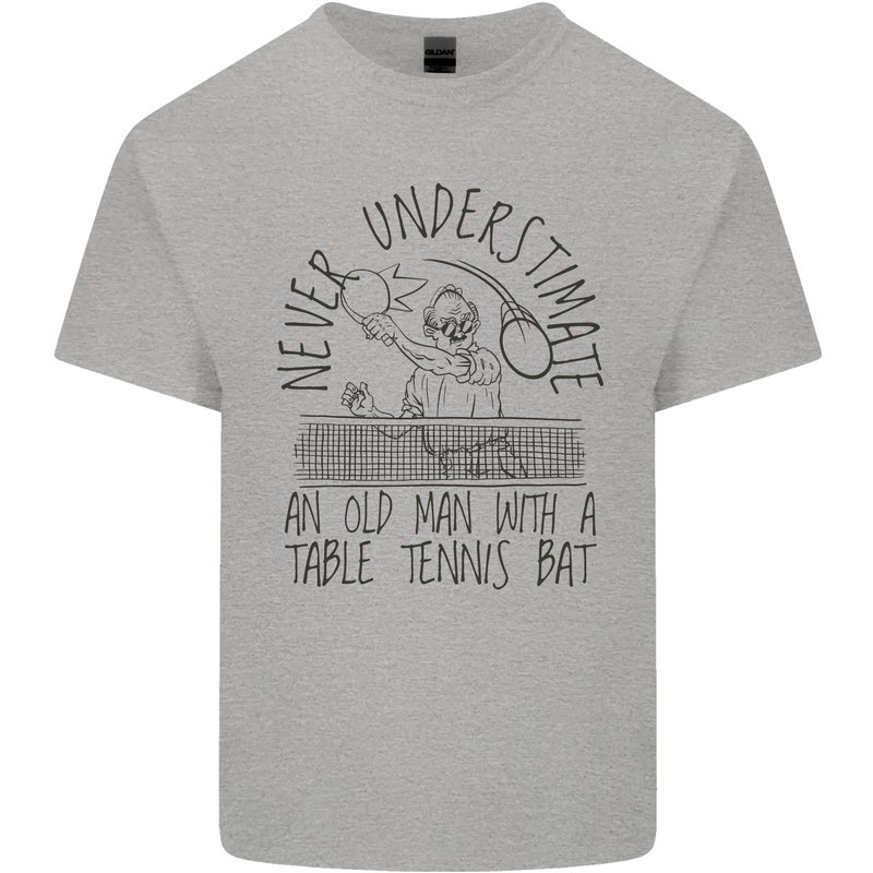 Never Underestimate an Old Man Table Tennis Kids T-Shirt Childrens Sports Grey
