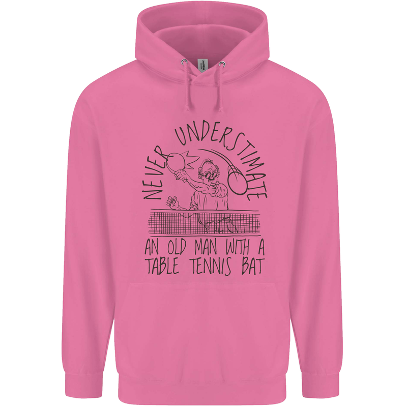 Never Underestimate an Old Man Table Tennis Mens 80% Cotton Hoodie Azelea