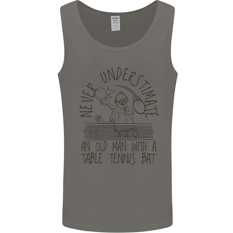 Never Underestimate an Old Man Table Tennis Mens Vest Tank Top Charcoal