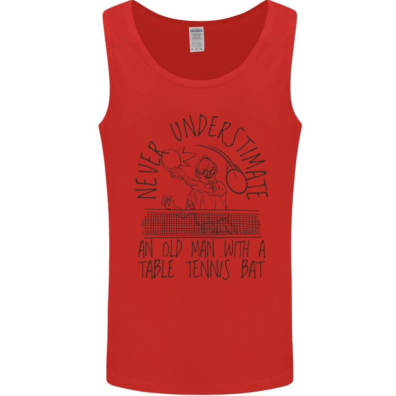Never Underestimate an Old Man Table Tennis Mens Vest Tank Top Red