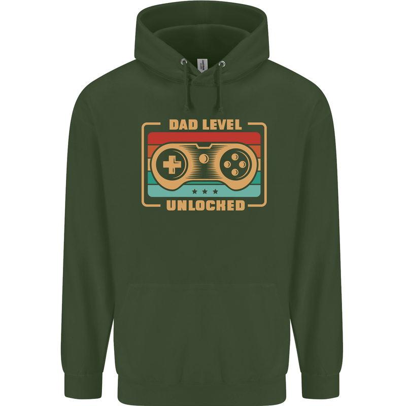 New Dad Father Gaming Gamer Baby Childrens Kids Hoodie Forest Green