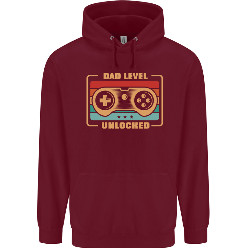New Dad Father Gaming Gamer Baby Mens 80% Cotton Hoodie Maroon