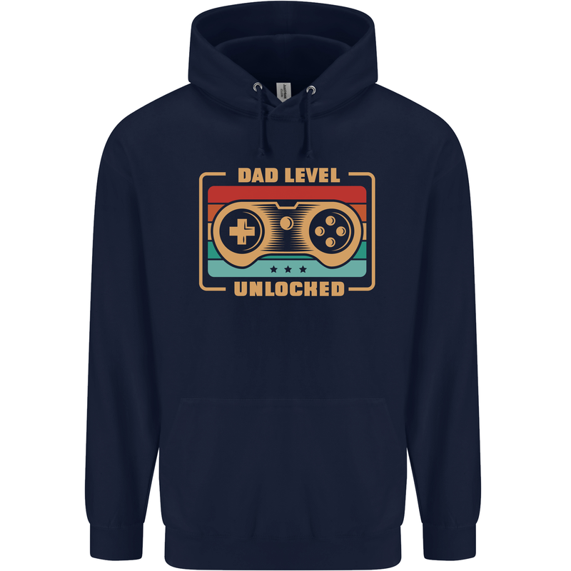 New Dad Father Gaming Gamer Baby Mens 80% Cotton Hoodie Navy Blue
