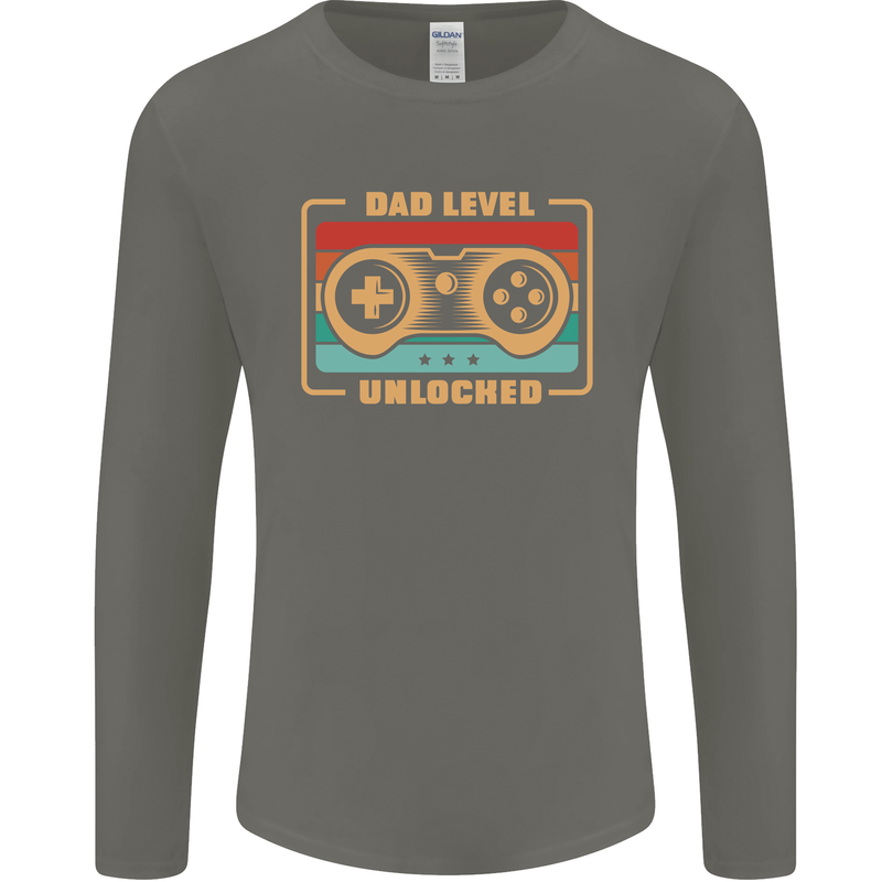 New Dad Father Gaming Gamer Baby Mens Long Sleeve T-Shirt Charcoal