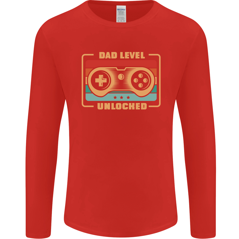 New Dad Father Gaming Gamer Baby Mens Long Sleeve T-Shirt Red