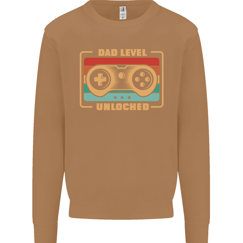 New Dad Father Gaming Gamer Baby Mens Sweatshirt Jumper Caramel Latte