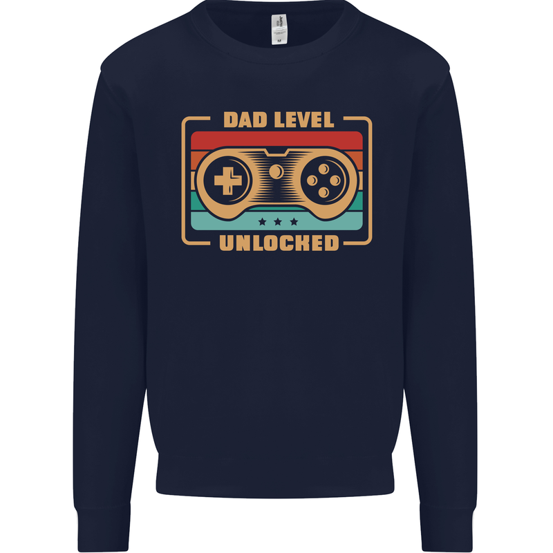 New Dad Father Gaming Gamer Baby Mens Sweatshirt Jumper Navy Blue
