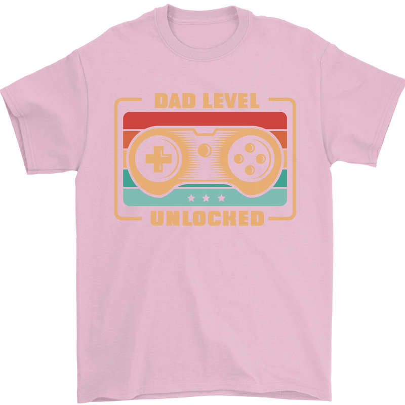 New Dad Father Gaming Gamer Baby Mens T-Shirt 100% Cotton Light Pink