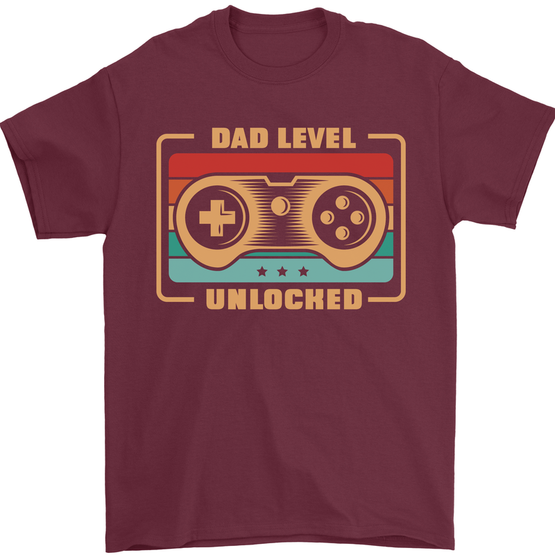 New Dad Father Gaming Gamer Baby Mens T-Shirt 100% Cotton Maroon