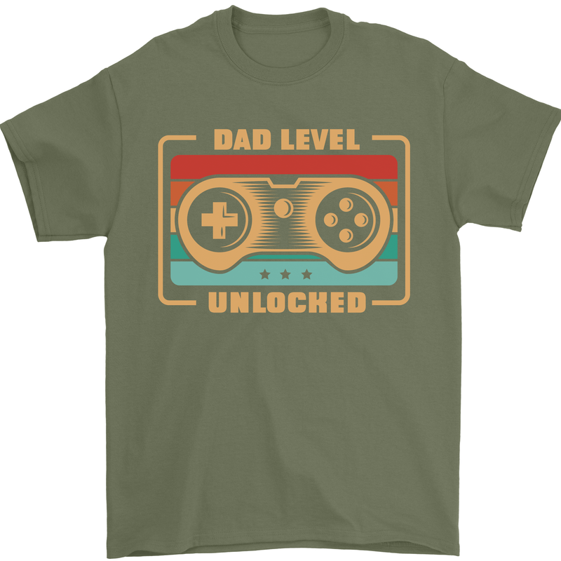 New Dad Father Gaming Gamer Baby Mens T-Shirt 100% Cotton Military Green