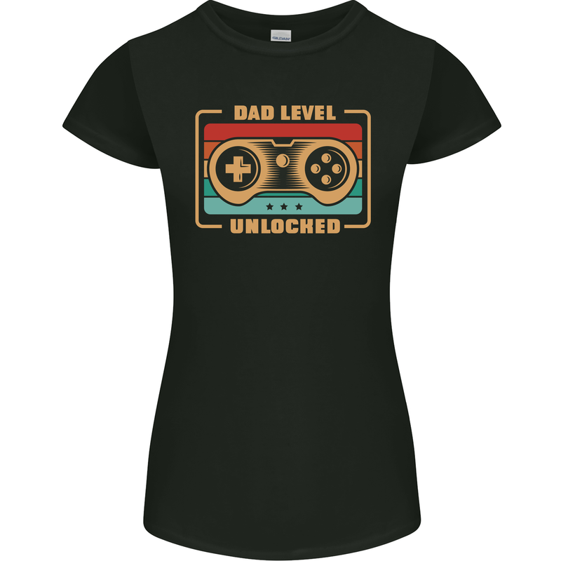 New Dad Father Gaming Gamer Baby Womens Petite Cut T-Shirt Black