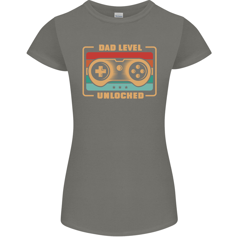 New Dad Father Gaming Gamer Baby Womens Petite Cut T-Shirt Charcoal