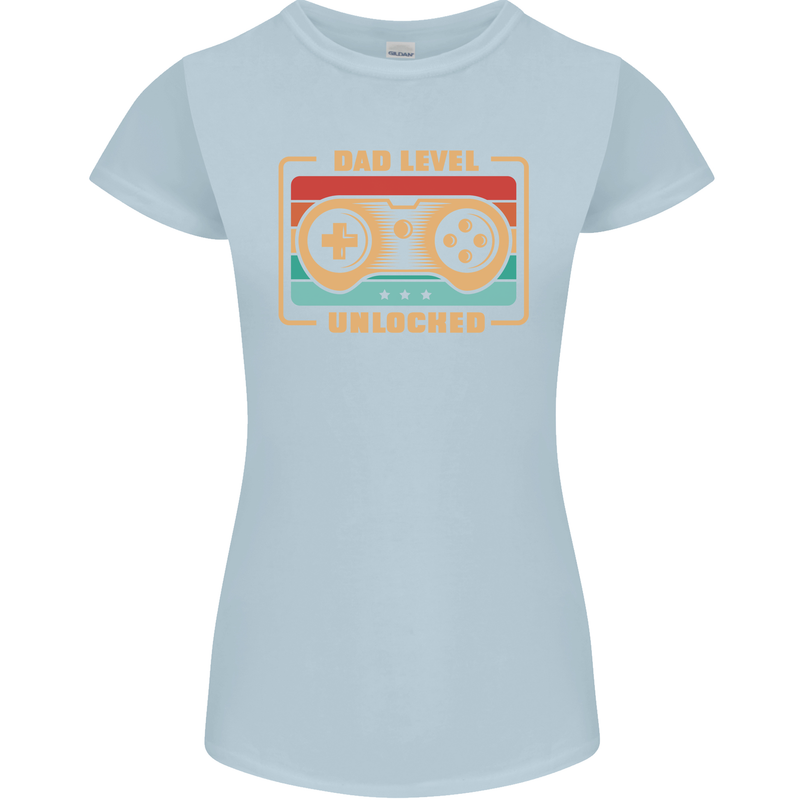 New Dad Father Gaming Gamer Baby Womens Petite Cut T-Shirt Light Blue